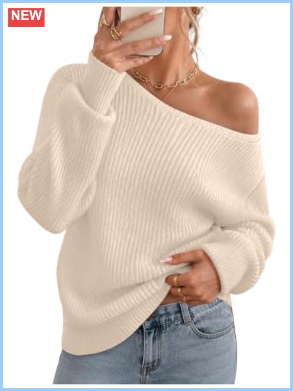 Off Shoulder Drop Shoulder Crochet Knit Long Sleeve Lightweight Pullover Sweater